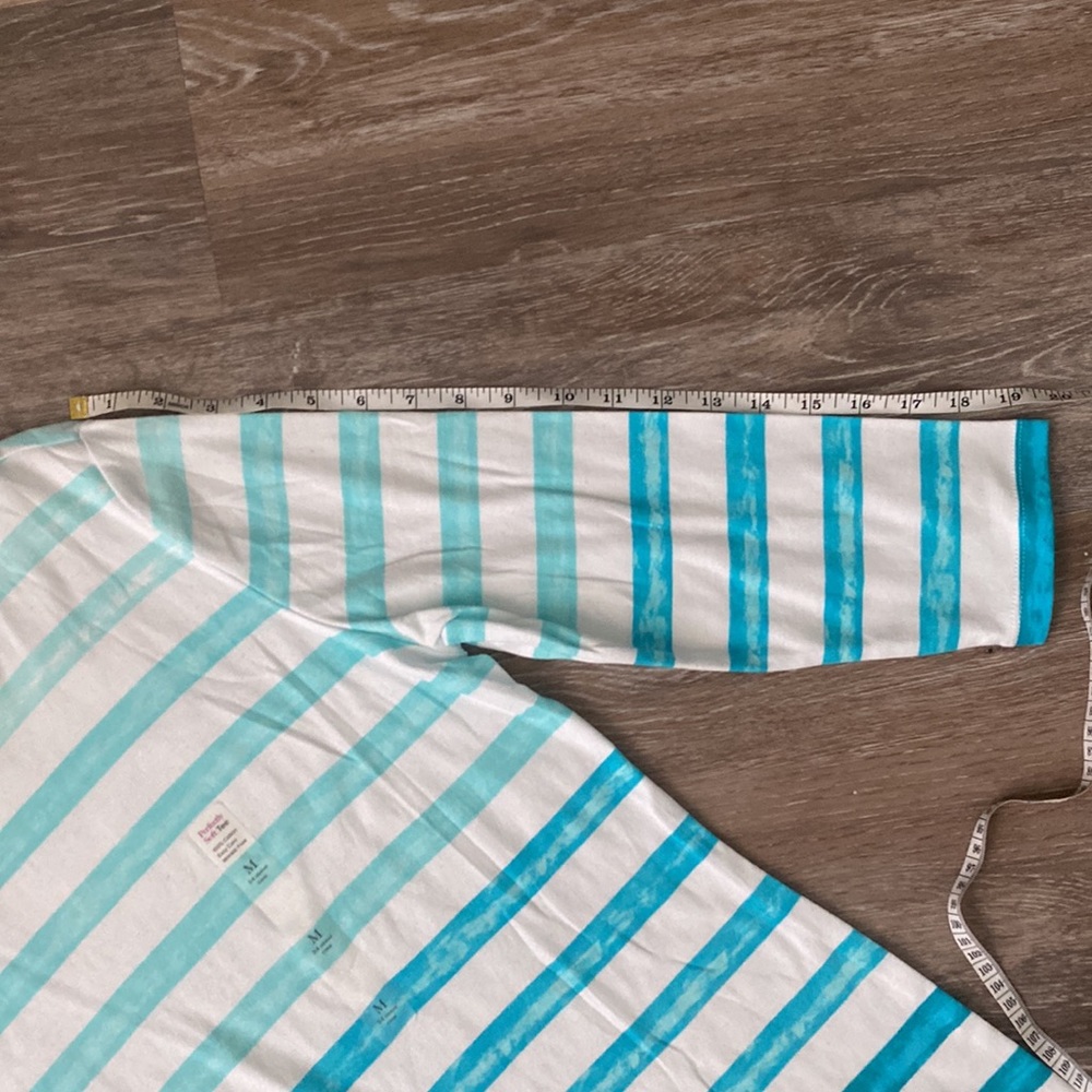 Blue and white striped perfectly soft 3/4 sleeve tee - Picture 8 of 8